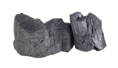 Natural wood charcoal isolated on a white background. Hard wood charcoal.