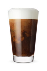 Glass with cappuccino coffe isolated on white.
