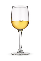 White wine glass isolated on white.