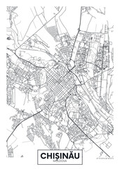 City map Chisinau, travel vector poster design
