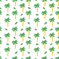 tropical Palm tree cute summer exotic seamless vector pattern texture.