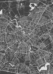 City map Minsk, monochrome detailed plan, vector illustration