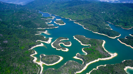the landscape of Tai Lam Chung Reservoir in Hong Kong - 499454534