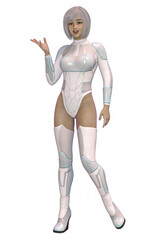 Sci-fi cyborg girl posing