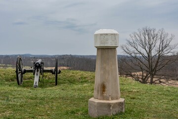 Fototapeta na wymiar Monument to Battery Lawrence, Cemetery Hill, Gettysburg National Military Park, Pennsylvania, USA