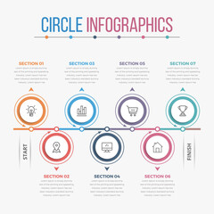 Modern Horizontal Circle Infographics (07 Steps)