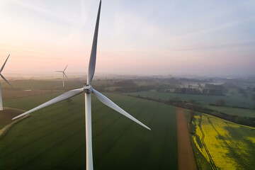 A large wind turbine in the countryside
