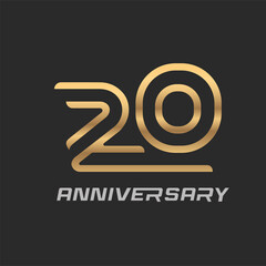 20 years anniversary celebration logotype with elegant modern number