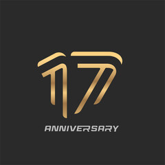 17 years anniversary celebration logotype with elegant modern number - obrazy, fototapety, plakaty
