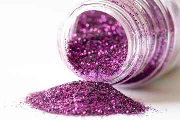 Purple Glitter Spilled from a Jar - 499456965