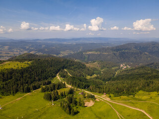 aerial view of ukrainian carpathian mountains off road attraction hiking people