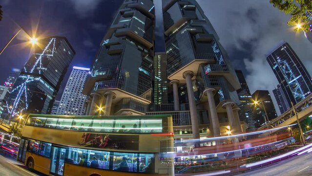 The Hong Kong Corporate Buildings night timelapse hyperlapse
