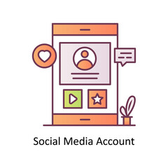 Social Media Account vector Outline Icon Design illustration. Mobile Marketing Symbol on White background EPS 10