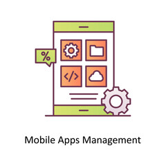 Mobile Apps Management vector Outline Icon Design illustration. Mobile Marketing Symbol on White background EPS 10