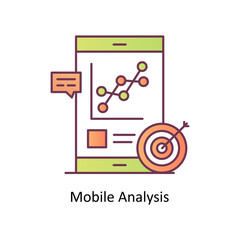Mobile Analysis vector Outline Icon Design illustration. Mobile Marketing Symbol on White background EPS 10