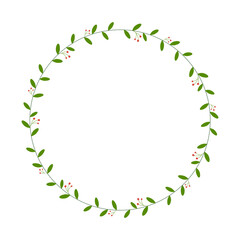 Round floral wreath frame. For greeting card, wedding , birthday card, invitation, Easter decor. Vector illustration.