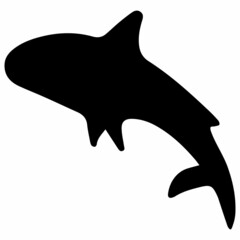 Shark Silhouette Illustration Isolated on White Background. Vector Black Shark Illustration.