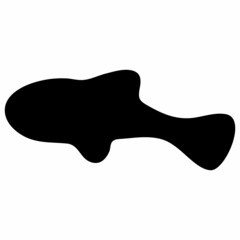 Fish Silhouette Illustration Isolated on White Background. Vector Black Fish Illustration.