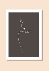 Abstract Woman Face And Body Wall Art Poster One Line Art 