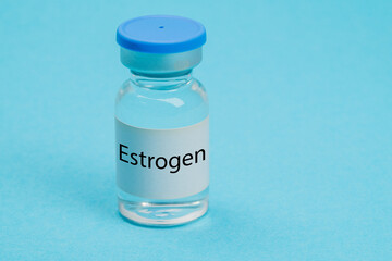 estrogen  hormone injection vial for female hormone therapy - obrazy, fototapety, plakaty