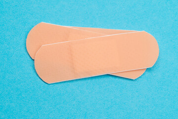 medical plaster on a blue background