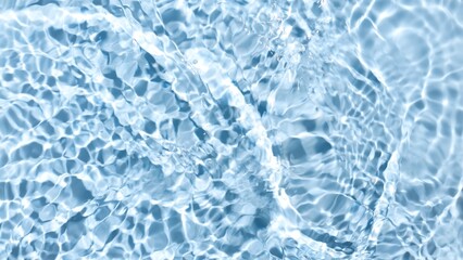 Water ripples and waves on blue background | beauty product background, sunscreen commercial