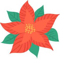 Poinsettia Red Flower with Green Leaves Christmas Decoration © Tartila