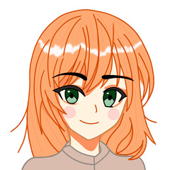 waifu girl with orange hair	
