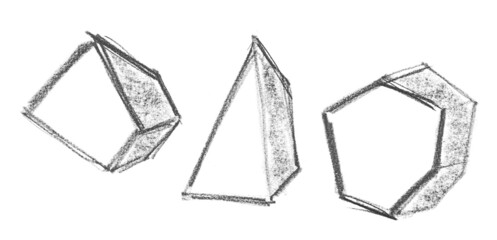 Geometric shape graphite pencil isolated on white