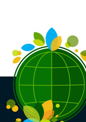 Concepts of ecology and peace. Earth globe with green leaves. Vector