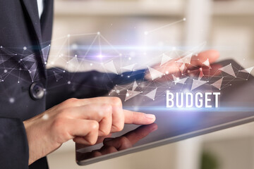 Close up hands using tablet