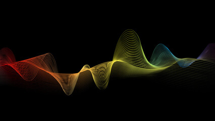 multicolored waves black background