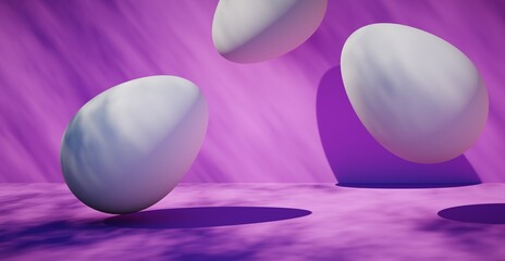 Bright blank background with egg. Easter holiday. 3d rendering