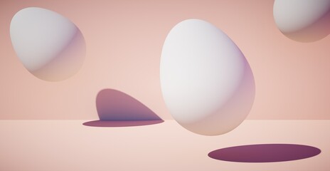 Bright blank background with egg. Easter holiday. 3d rendering