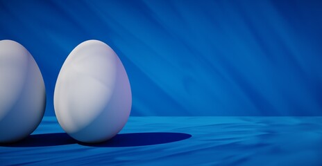 Bright blank background with egg. Easter holiday. 3d rendering