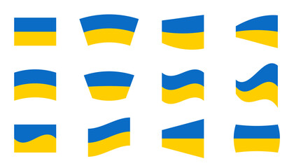 Set Ukrainian flag yellow blue color. Symbol of freedom and democracy in Ukraine.
