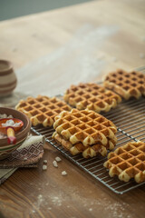 Belgian Waffles on wooden backround