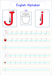 There are different worksheets where all the letters of the alphabet are given. The student will see and write how the letter is written. A visual about the letter is also presented.