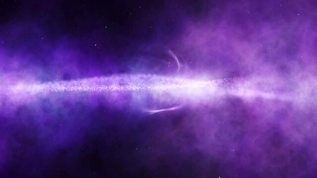 Looping artistic space nebula light with wavy dots animation.