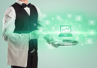 Waiter serving business idea concept