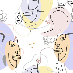 Face line pattern Abstract drawing seamless print