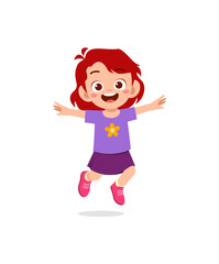 cute little kid jump and feel happy