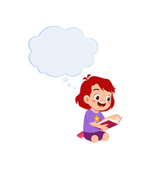 little kid read book and think about something