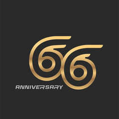 66 years anniversary celebration logotype with elegant modern number