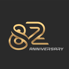 82 years anniversary celebration logotype with elegant modern number