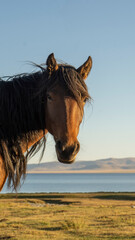 horse head looking towards the camera