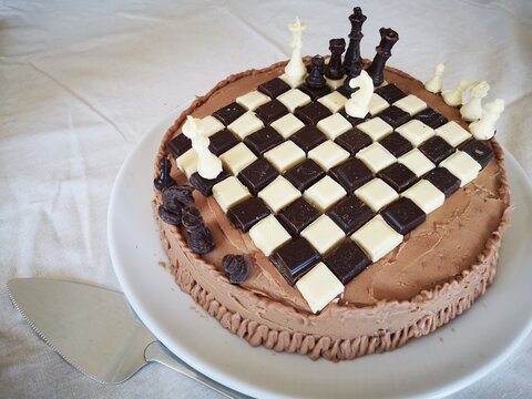 Chess Chocolate cake with a chessnut