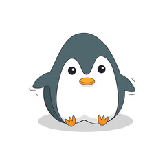 Flat cute little penguin icon