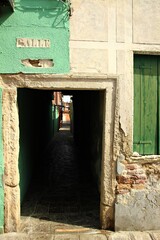 Italy, Veneto, Venezia: Detail of old house in Burano Island.