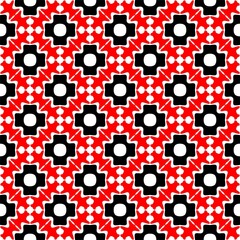 Fototapeta na wymiar Black and Red ethnic geometric lines and rhombuses seamless pattern. Monochrome abstract geometry continuous print.Modern stylish pattern. Composition from regularly repeating geometrical element.